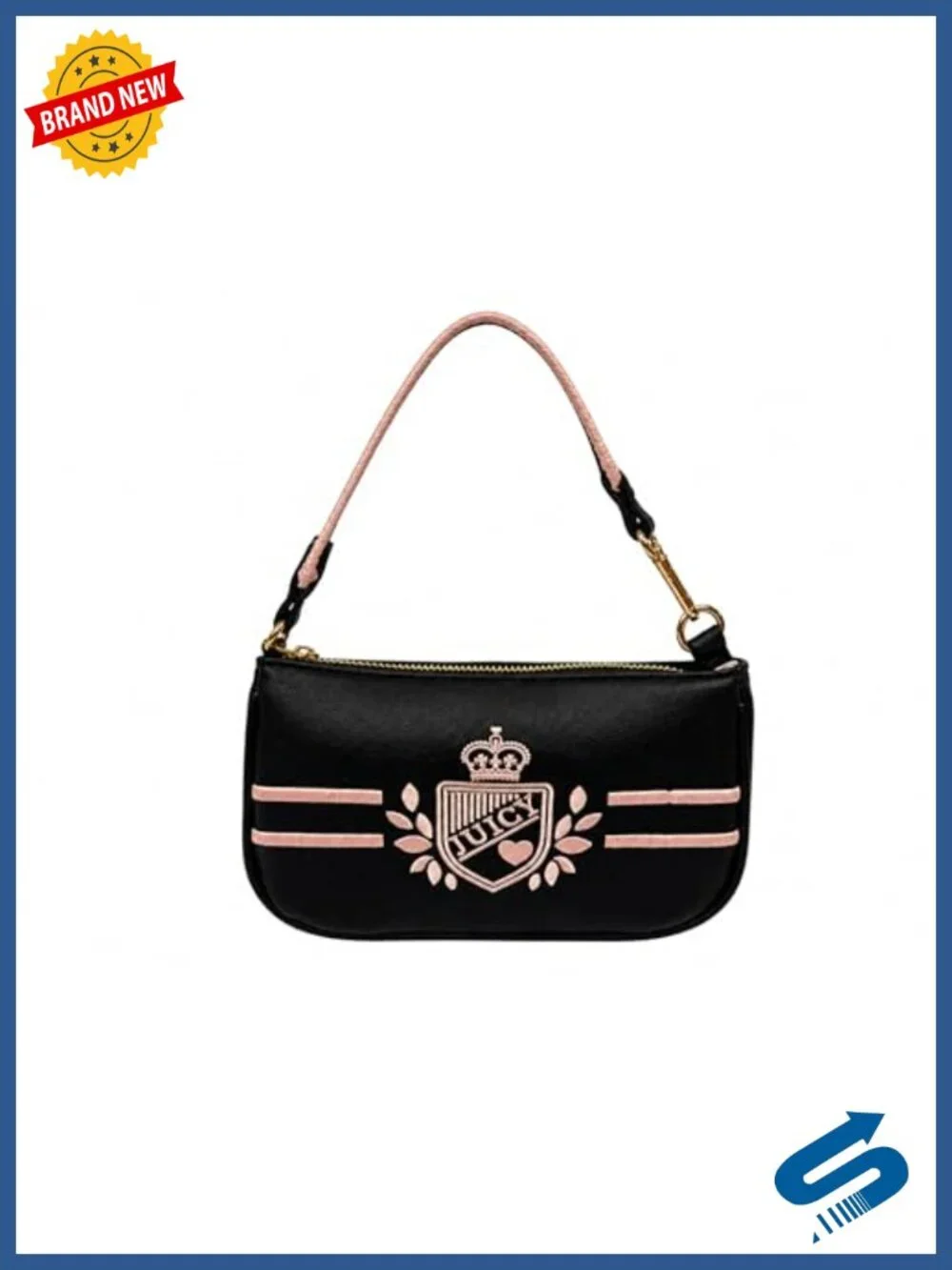 Women's Convertible Wristlet Handbag Faux Leather Gold-Tone Hardware Zip Closure
